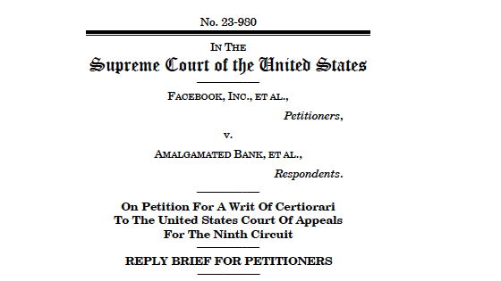 Bam, clock starts. Facebook just filed its reply brief seeking cert from SCOTUS to reverse its early defeat to dismiss a Cambridge Analytica case. This comes 6+ years after Facebook began laundering press using exhaustion and complexity to whitewash facts of the scandal. /1