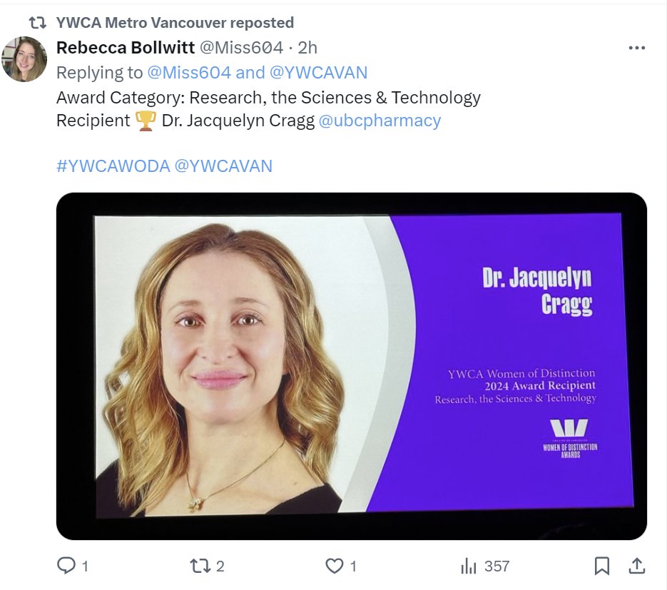 Kudos Canada Research Chair @JacquelynCragg. ⬇️⬇️ Global research stars who live and work in Canada. @CIHR_IRSC @CIHR_IMHA #YWCAWODA @YWCAVAN @ubcpharmacy @HettyMulhall