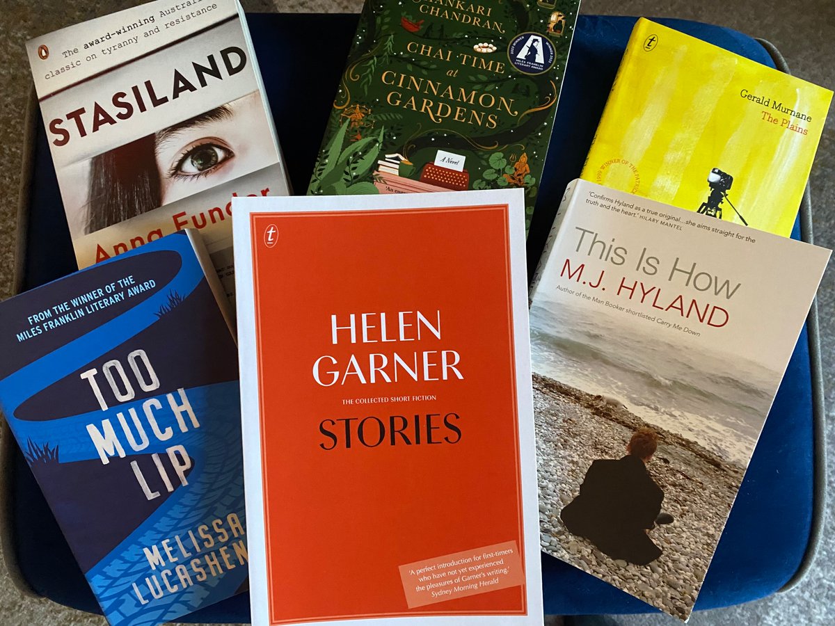 Book haul from @ReadingsBooks in Melbourne today. “The survey of Australian lit, I see,” the clerk said. “You are absurd, you own a bookstore,” my husband said. It’s compulsive at this point.