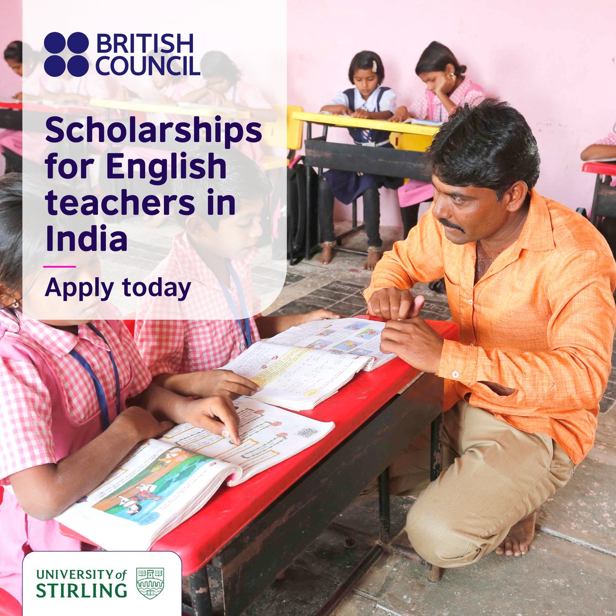 🌟 English teachers in India! 📚 Don't miss your final shot at a fully funded postgraduate #scholarship opportunity to study online @StirUni UK and also enjoy a two-week visit to the University. Time's running out! Apply here: rebrand.ly/4kk3r5d #ELTScholars