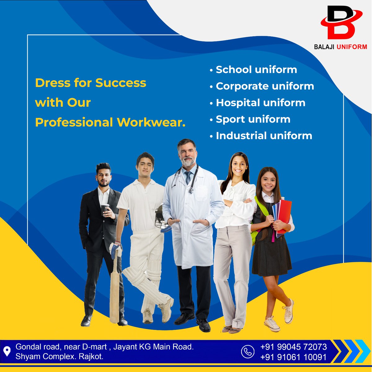 Dress for success with our professional workwear. 
School Uniform 
Corporate Uniform 
Hospital Uniform 
Sport Uniform 
Industrial Uniform 
Contact us:- 099045 72073 / 91061 10091
.
.
.
#balajiuniform #schooluniforms #uniformswag #customizeuniform #bestuniform #hospitaluniform