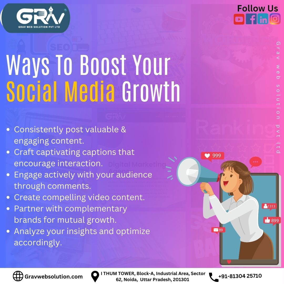 Facebook Ads & Facebook posts are among the greatest marketing strategies for audience targeting, raising brand exposure, and boosting conversion rates because there are more than 2 billion users on the social media platform.

#gravwebsolutionspvtltd #socialmedia