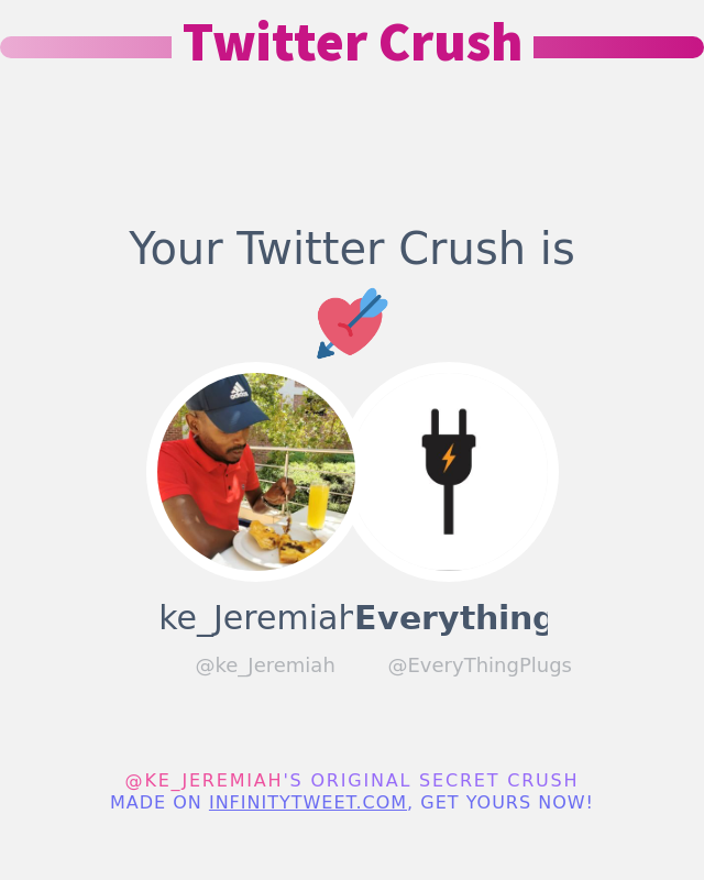 ke_Jeremiah's tweet photo. My Twitter Crush is: @EveryThingPlugs

➡️ https://t.co/5HQcRVRsTJ https://t.co/url6qPHDP1