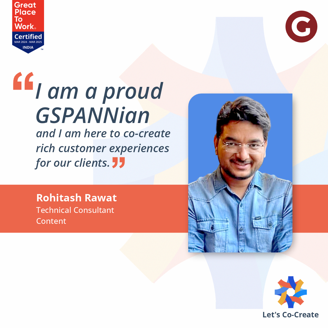 'I take pride in how my collaborative efforts at #GSPANN contribute positively to the company, particularly in co-creating technical solutions.' Rohitash Rawat Technical Consultant Content Read about our culture of co-creation: ecs.page.link/ibHD5 #LetsCoCreate