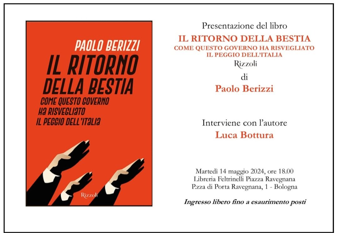 🗓 Ci vediamo stasera a Bologna? Vi aspetto con @bravimabasta ! #ilritornodellabestia