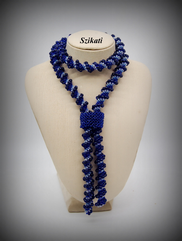 Royal Blue White Metal-free Beadwoven Lariat Necklace, Beaded High Fashion Jewelry, OOAK Women's Accessory, Gift for Her, Original Beadwork etsy.me/4apyCme @Etsy által