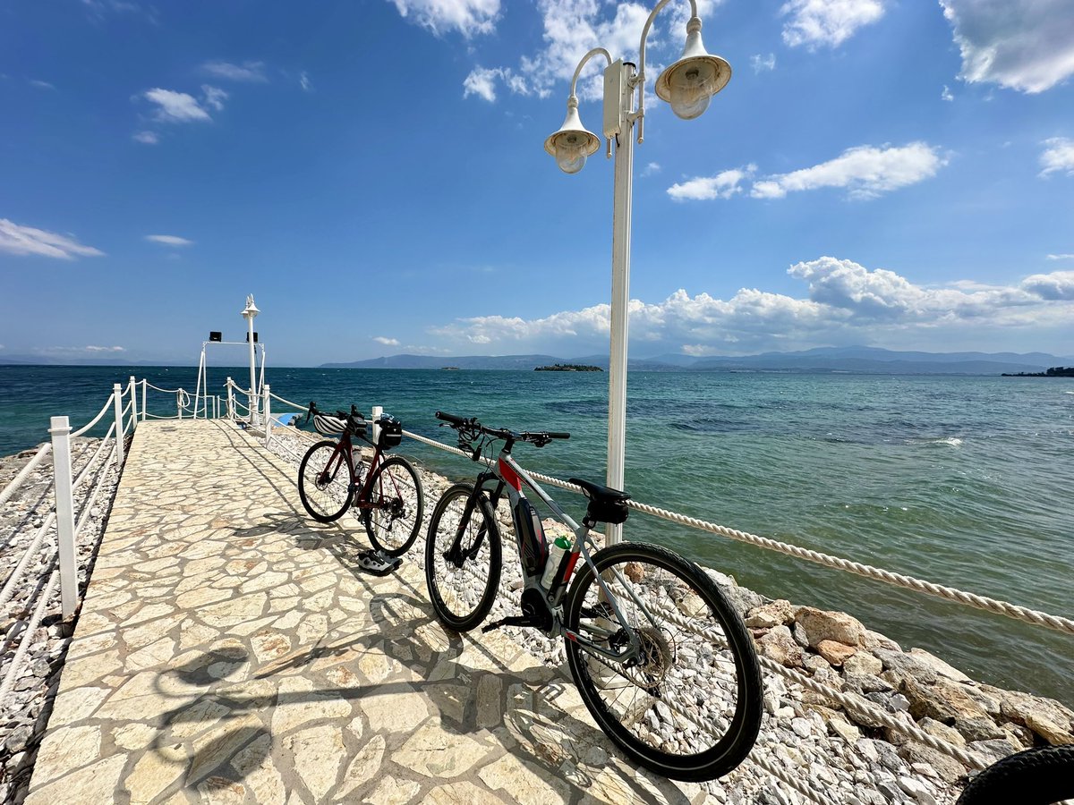 Boats and bikes for Day 3 of our Greek cycling adventure … our route today involves a ferry trip back to the mainland! 🚴‍♀️🇬🇷