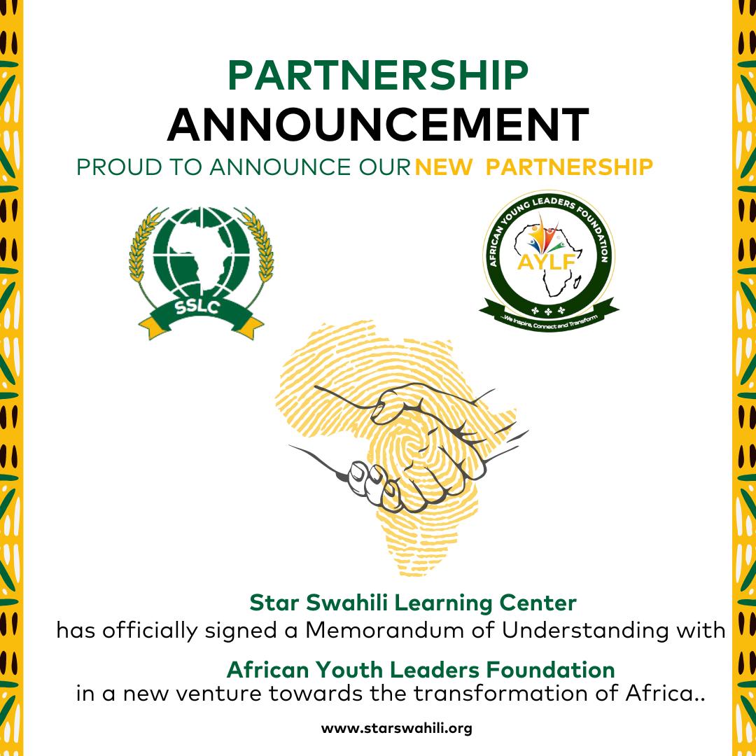 Starswahili.org inafurahi kushirikiana na <a href="/AYLF_Foundation/">African Young Leaders Foundation</a>. Pamoja, tunawawezesha viongozi vijana barani Afrika, tukifanya mabadiliko chanya na kuwa na athari ya kudumu.  #UmojaNiNguvu