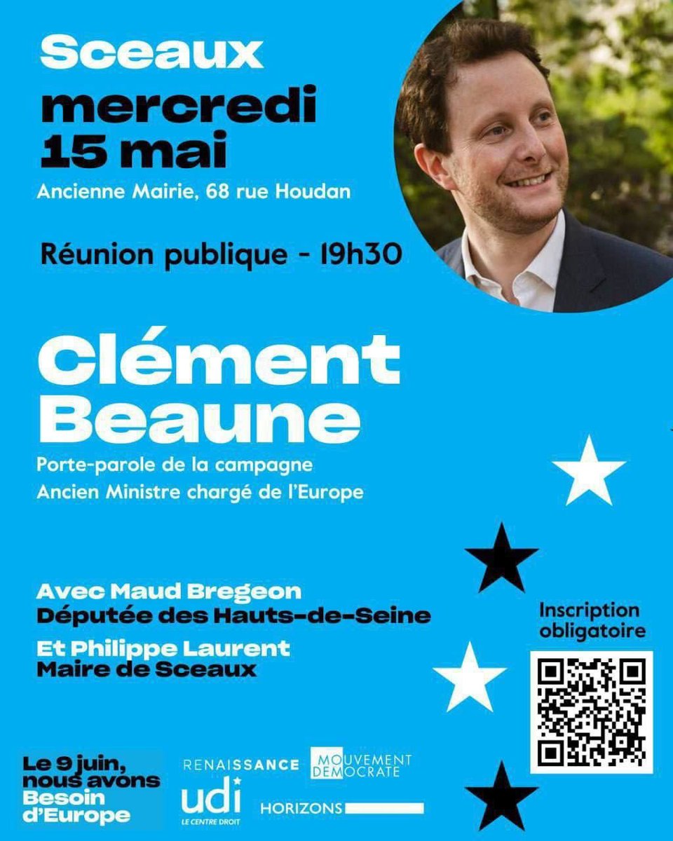 À demain, à Sceaux, avec @MaudBregeon et @laurent_sceaux ! 🇫🇷🇪🇺 @BesoindEurope #Oncontinue