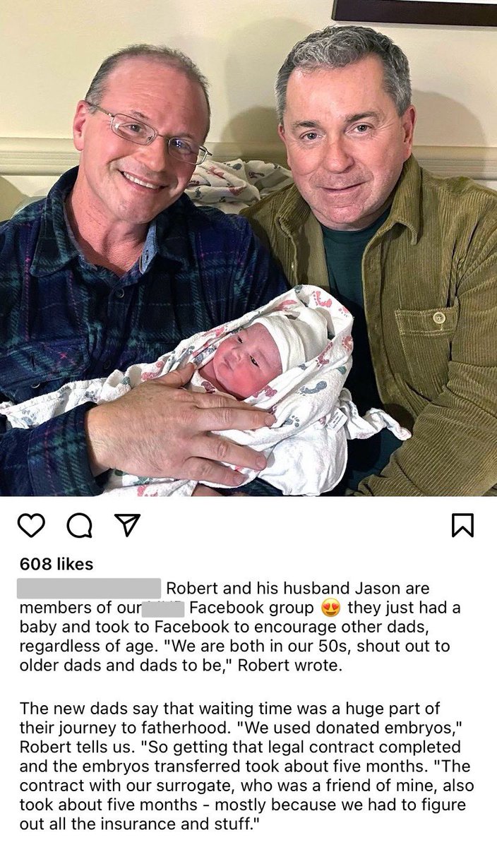 Neither of these elderly men are related to this baby, who they had with a surrogate mother. Go on, justify this one.