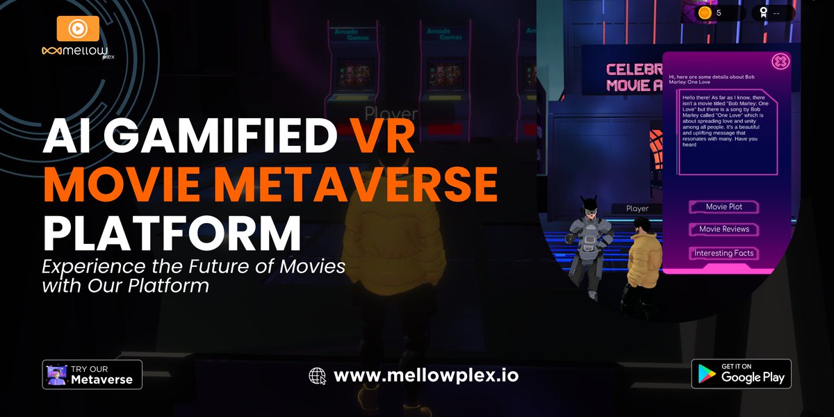 🎬 Step into the World of MellowPlex ($MPLEX)! 🎮 Discover the perfect mix of gaming and movies with our AI Gamified Movie Platform! 🤖 Ready to start this adventure? Let's go! 💫 #MellowPlex #AI #Movies #Recommendations #MovieFans #MoviePlatform #PlayandWin #Gaming #Metaverse