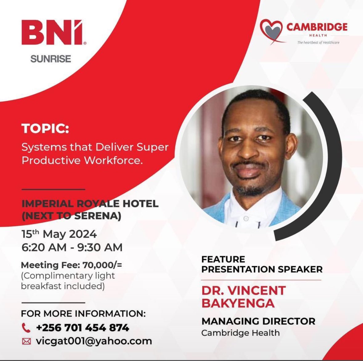 Have u ever wondered how you can use your workforce to deliver growth, profitability & scalability?? Join over 70 CEOs tomorrow @Imperial Royale 06:30 AM(Morning) @Soloestee @BNIuganda @andymugalu @SharonTees @_Ikanza @ManLikeDero @CHealthUG @solairem @m_ndungutse