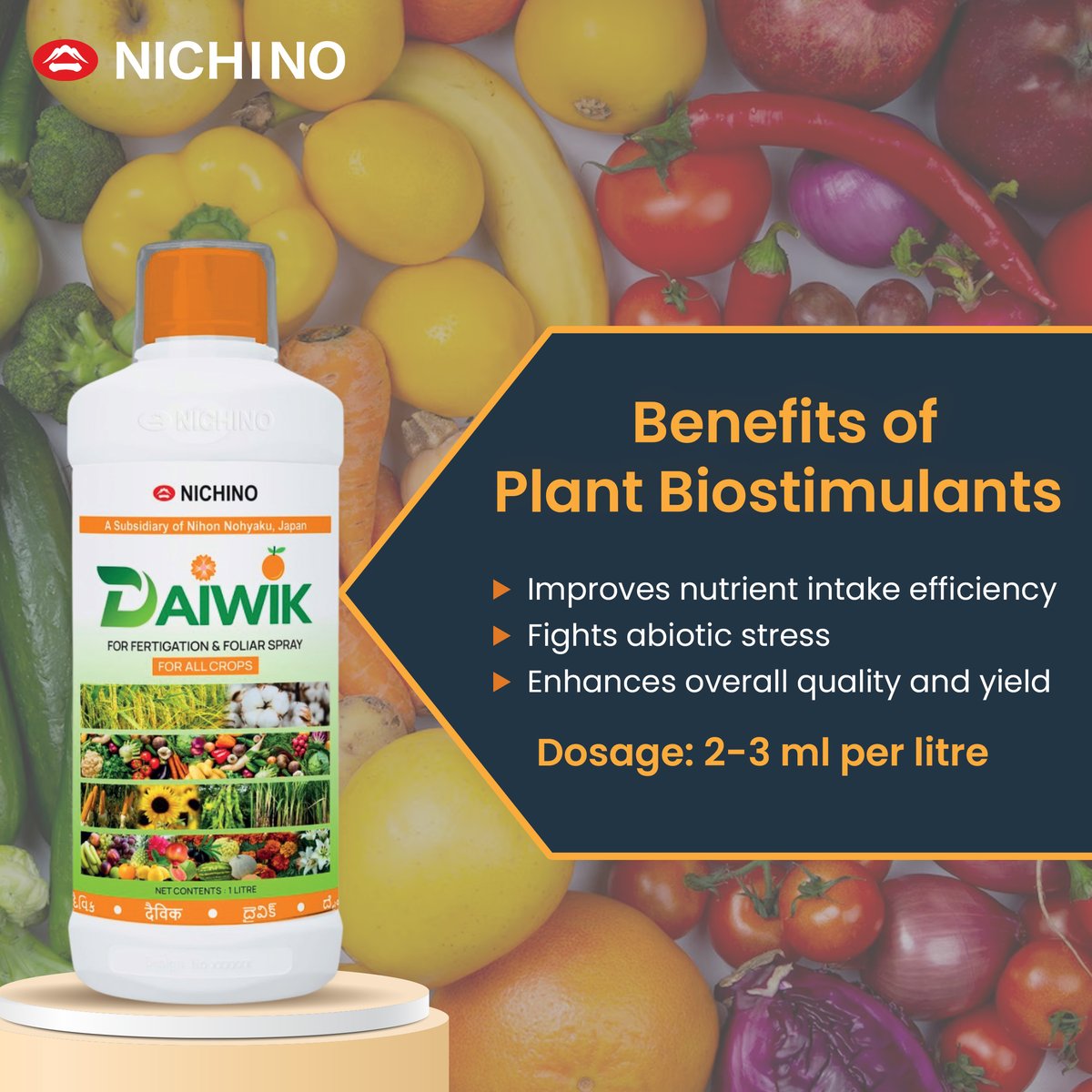 An excellent organic nutritional product that can be used in almost all agricultural crops.

#daiwik #agriculture #biostimulant #cropprotection #nichinoindia