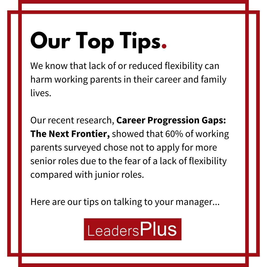 Have you recently been asked to come back to the office more often? We know that a lack of or reduced flexibility can harm working parents in their careers and family lives. Here are a few tips on how to talk about this with your manager: leadersplus.org/back-to-the-of…