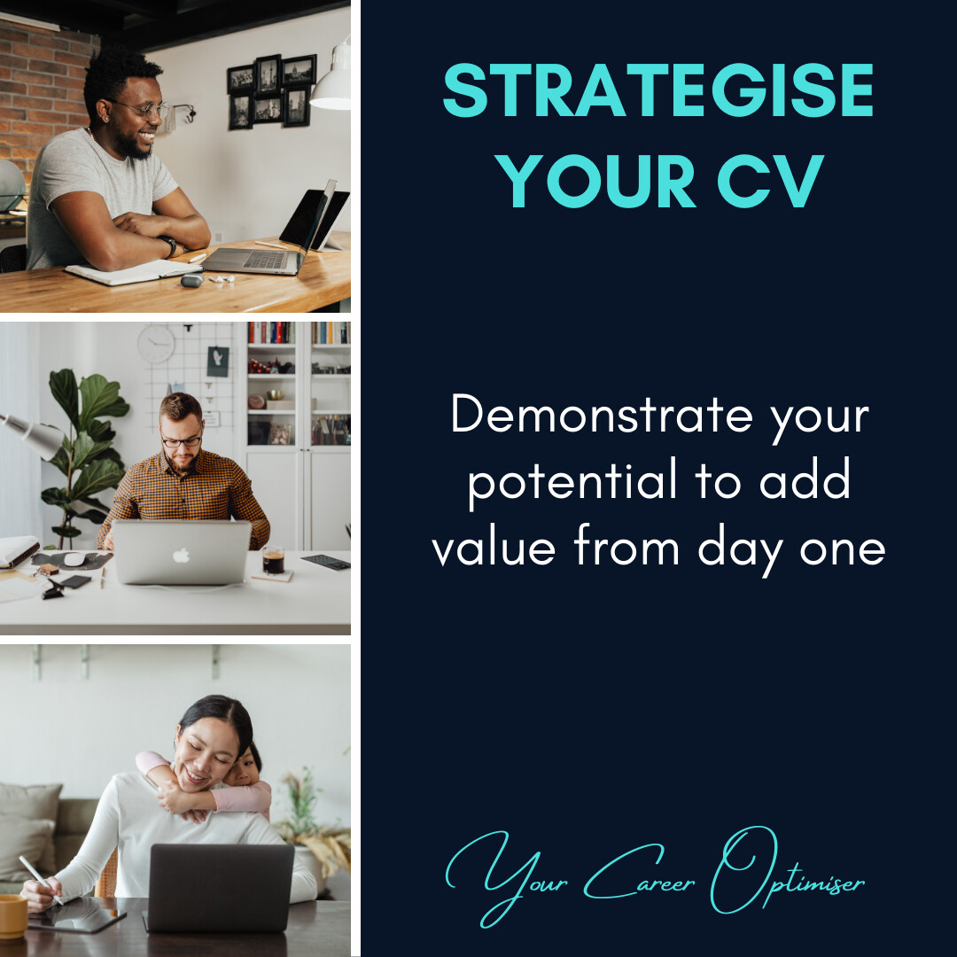 Take a step back and strategise your CV.  Demonstrate your potential to add value from day one:

1️⃣ Tailor Your Headline and Summary
2️⃣ Make it Relevant
3️⃣ Highlight Relevant Achievements

#JobSearchTips #CVTips #CVWritingTips #CareerAdvice #CareerOptimisation