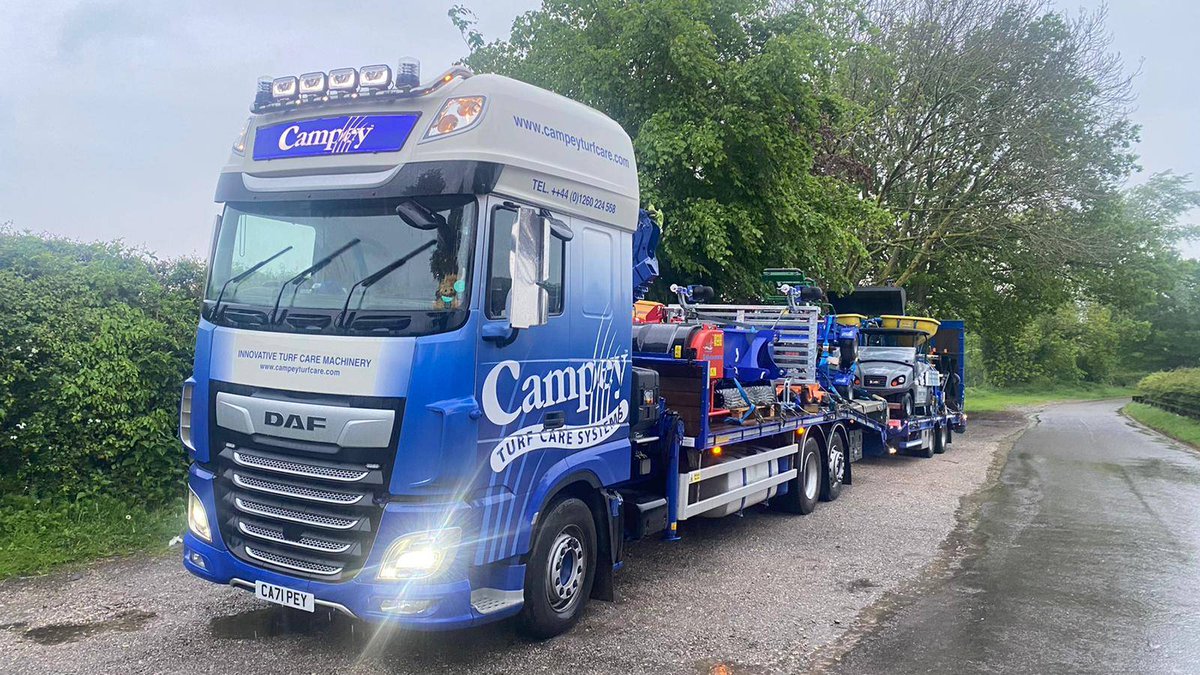 It's delivery day Tuesday! But who is receiving the new machinery 🤔 #campeymachinery #campeyturfcare #deliveryday #newmachinery #sportsturf #campeytruck #daftruck