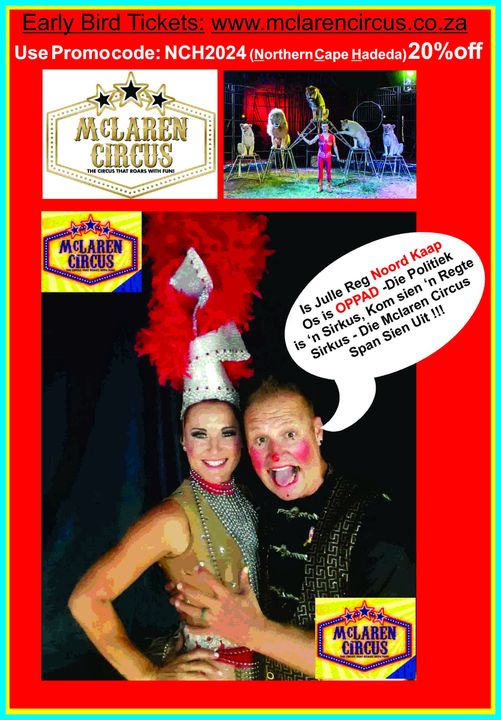 DenzilMclaren's tweet photo. Don't miss @mclarenscircus Awesome Show underway in #NorthernCape at #Springbok until Saturday πͺππ©π€‘π₯³πβ€οΈ
Coming soon to #Pofadder #Kakamas #Upington & #Kathu #NoordKaap #FashionSquared
All Show Times: https://t.co/2CJ9WGyTV5
Buy Tickets online: https://t.co/wsY55Vvbk8 Telkom https://t.co/uRntMCKxh3