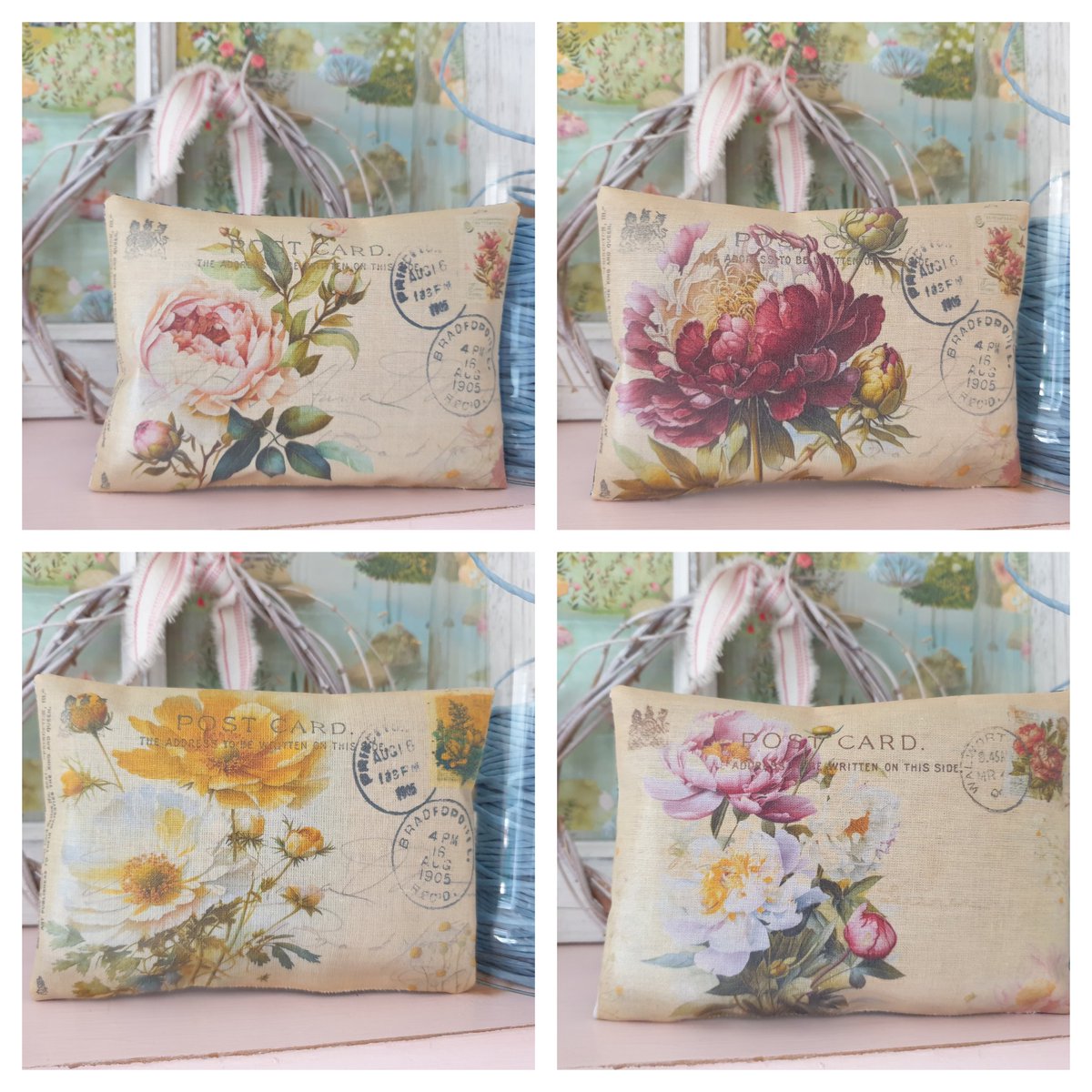 Happy Tuesday #earlybiz Pretty floral postcard pillows scented with lavender or rose petals. Perfect little gifts for someone special #etsyshop #giftideas sarahbenning.etsy.com/listing/165390…