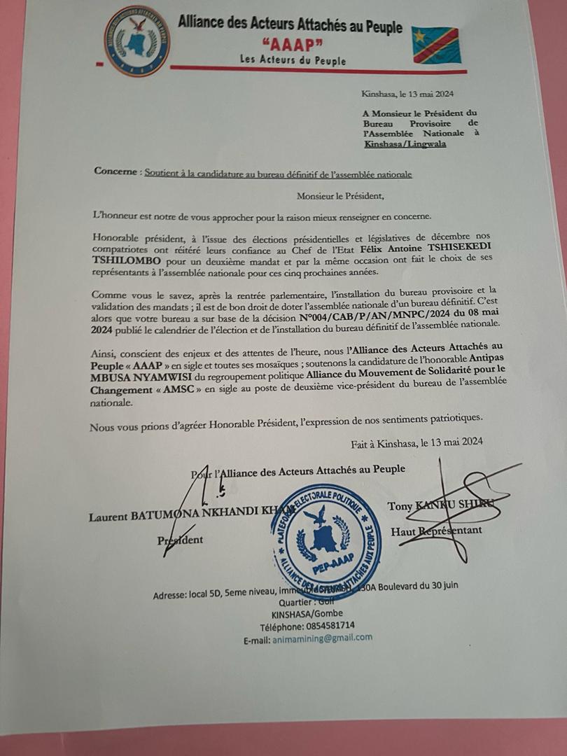 FredMASTAKI6's tweet image. Élection du bureau définitif de @AssembleeNatRDC : l' #AAAP de @TonykankuShiku7 et @BatumonaLaurent soutien la candidature à la vice-présidence du député national @AntipasMbusaN