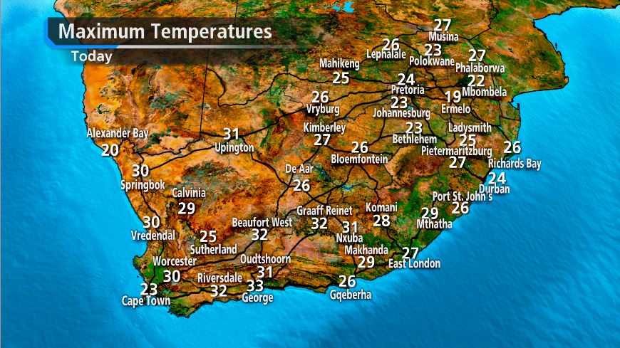 Here's a look at your weather for today.

#MorningLive 
#SABCNews