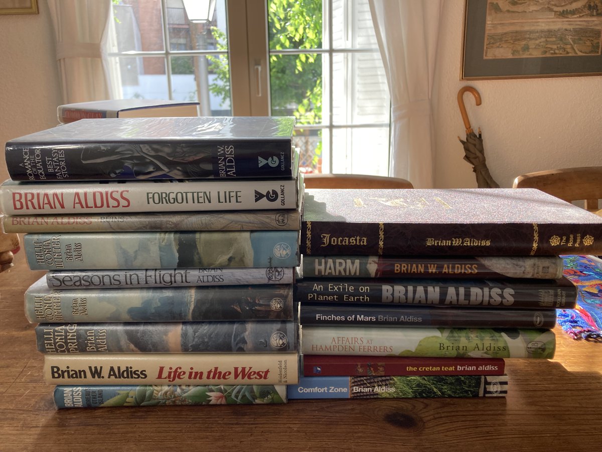 Preparing another donation for @UAHes which already has 500 of my books. This time probably the largest private collection of first edition novels by Brian Aldiss (1925-2017), many signed and dedicated. @brianaldiss