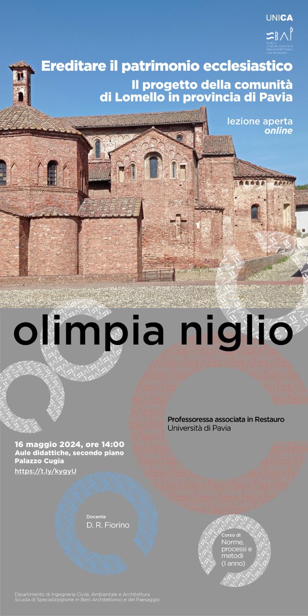 UNICA, 16 maggio 2024. EREDITARE ILPATRIMONIO ECCLESIASTICO. @unipv