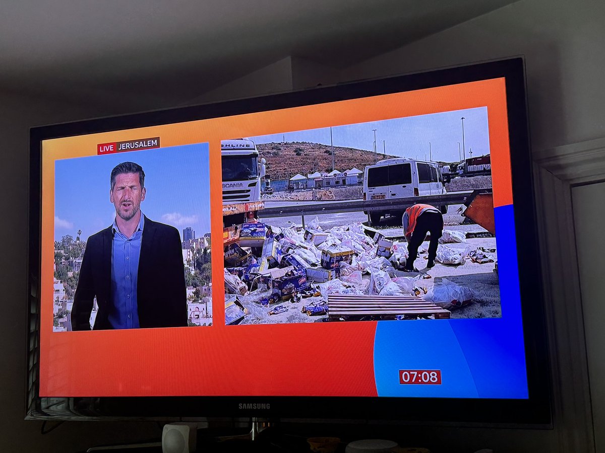 You’d think @DanJohnsonNews was talking about the destroyed humanitarian aid from #Jordan because that’s what the pictures showed on @BBCBreakfast Well, No! The shit reporting on #GazaGenocide‌ continues on this programme! Why should these people get our TV licence money??!!