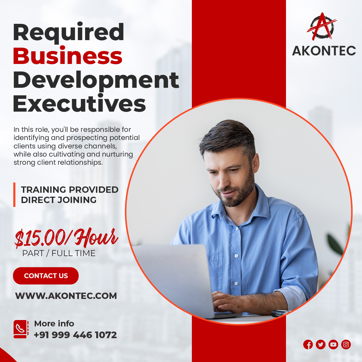 WE ARE PROVIDING INBOUND BPO PROJECT
Required Business Development Executive
Training Provided Direct Joining
$15.00/Hour
Contact Us
akontec.com
more info
9994461072
DROP YOUR EMAIL AND CONTACT NUMBER
pparjapati8834@gmail.com
#socialmarketing
#socialwork