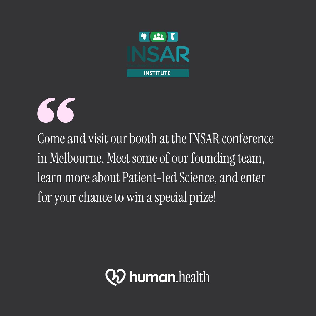 Humanhealth_'s tweet image. We are excited to be attending #INSAR2024 this week!
Come along to our booth to learn all about how we work with patients to deliver novel research outcomes. Our founders, Kate and Georgia, and our Head of Research, Kelly, will be there!💜