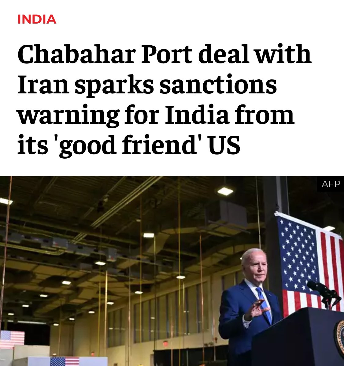 US is threatening India with sanctions after we signed a 10 year deal with #Iran for #ChabaharPort. 
This time we must stand up.