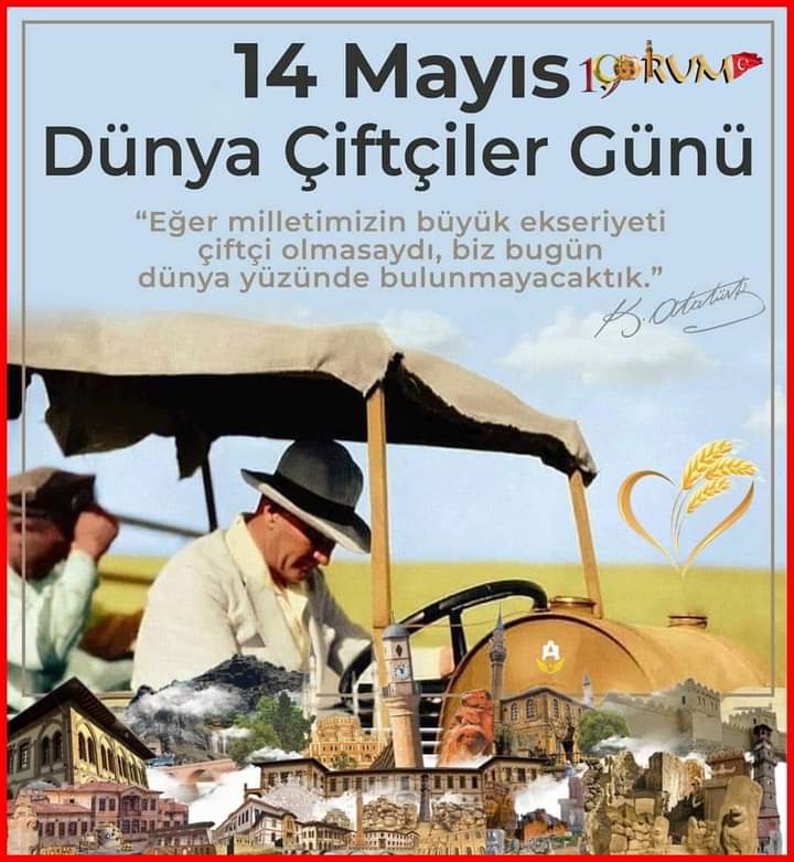 'Türkiye' nin gerçek sahibi ve efendisi, gerçek üretici olan köylüdür. Eğer milletimizin büyük çoğunluğu çiftçi olmasaydı, biz bugün dünya üzerinde olmayacaktık.' Mustafa Kemal ATATÜRK🇹🇷❤️ 14 Mayıs Dünya Çiftçiler Günü kutlu olsun. #ÇiftçilerGünü ☘🌿🫒🍈🥦