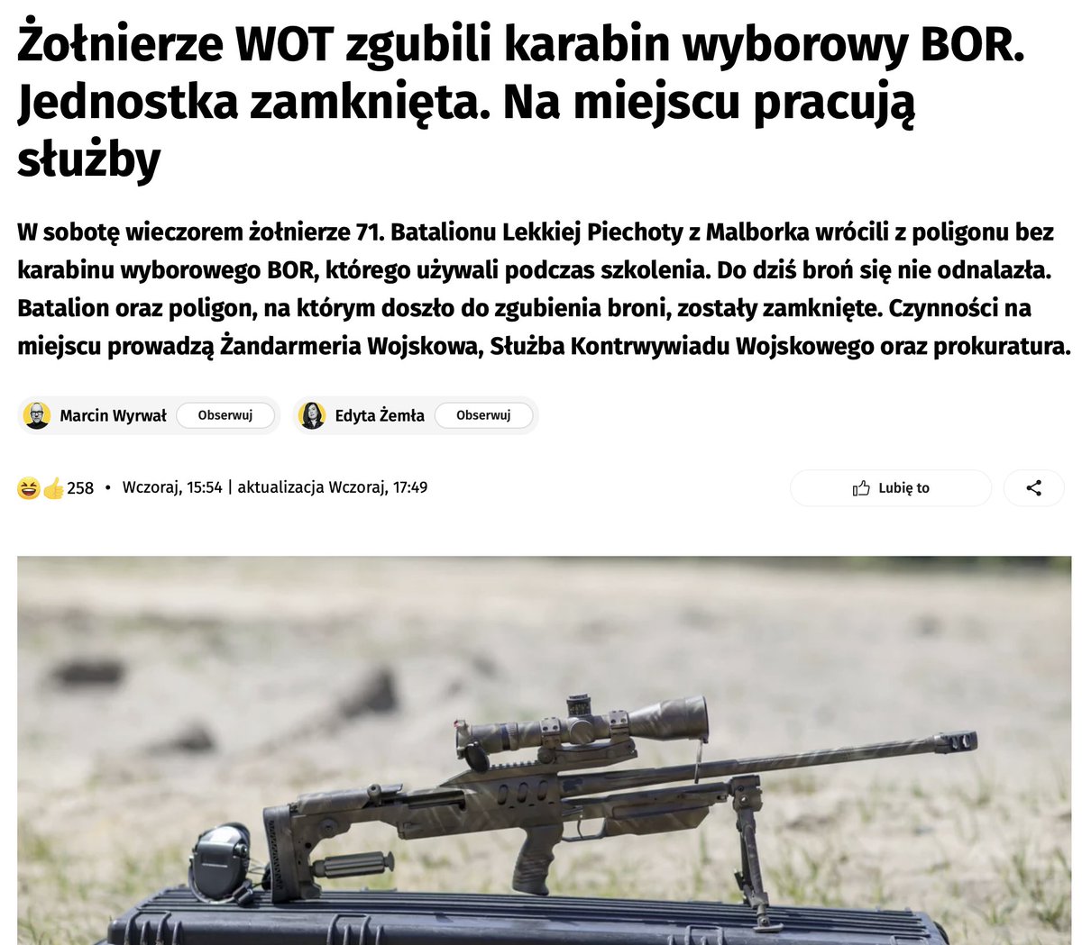 BREAKING NEWS #Poland #NATO Polish Territorial Brigade #Malbork during exercises lost… a sniper rifle Twierdza Malbork plusuje👍Jak kazał wasz Prezydent - karabin do domu i trzymać pod łóżkiem👌 Pentagon podawał że Ukry nakradli sprzętu na... mIliard dolarów to jedna snajperka