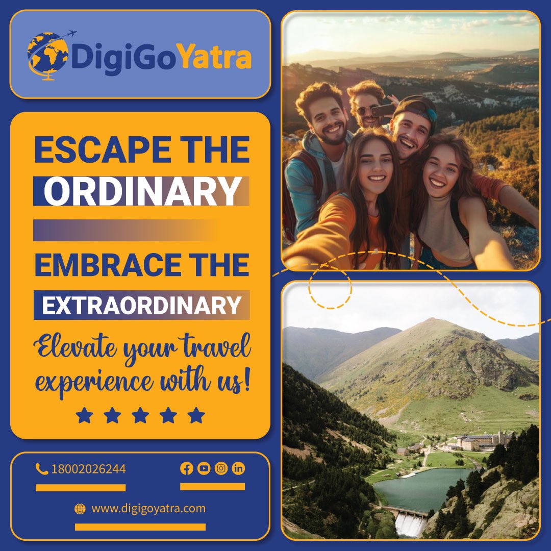 Ready to escape the ordinary? Dive into the extraordinary with Digigo Yatra and elevate your travel experience to new heights! ✈️🌍 
.
.
.
.
.
#DigiGoYatra 
#TravelGoals
#ExtraOrdinaryJourneys
#TravelAdventures 
#ExploreMore