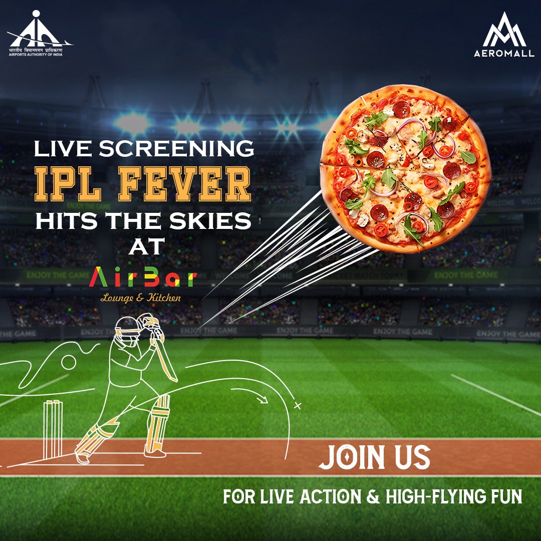 Get ready for non-stop cricket action, delicious bites, and an electrifying atmosphere that'll have you on the edge of your seat. Gather your squad and join us for live screenings and unforgettable moments at Aeromall. See you there! (Airbar. Pune. Mall. IPL Live screening)