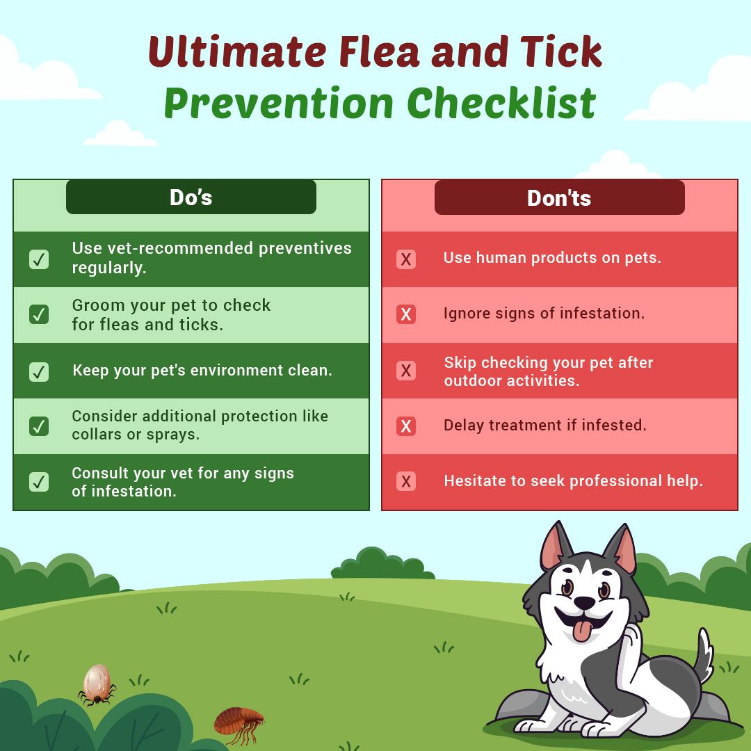 Keep your pets safe from fleas and ticks with our Ultimate Prevention Checklist! ✅

Share this Information and help millions of 🐾#petparents 

Read More: bit.ly/44Fb9we

#petcare #pethealthtips #petsafety #dogcare #petlovers #petcaretips #fleaprevention #tickprotection