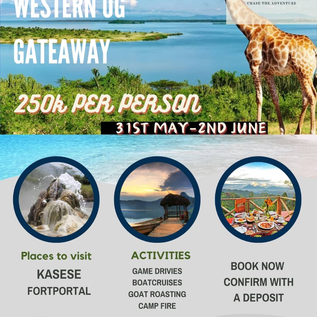 Mid way through the year,i guess u need a break away from the busy Metropolitan😉🚌 Join us in visiting the beautiful western Ugandan this June at just 250k, 120K (if u cater for your Food and accomodation) Book with @KAJSAFARISLTD now🫂