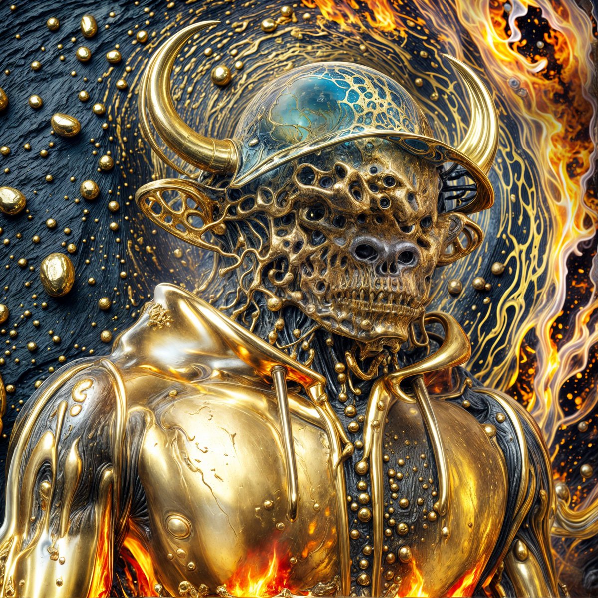 Just got another @bearandbullnft Eternal Key done by @AiAnarchist I call this one.... 'the golden child' Forged from the depths of Eternia, melted from the chaos rings of the elders, the golden child bleeds as he comes to life!! Fckn EPIC! 🔥🥵 #YUGE #BBNFT