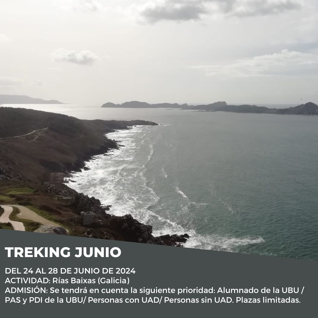 #Agenda_UBU | TREKING JUNIO • Fechas: Del 24 al 28 de junio de 2024 • ACTIVIDAD: Rías Baixas (Galicia) • 4 rutas costeras y turismo en Pontevedra el último día. • Plazas limitadas. | #Treking_UBU ►ubu.es/te-interesa/tr…