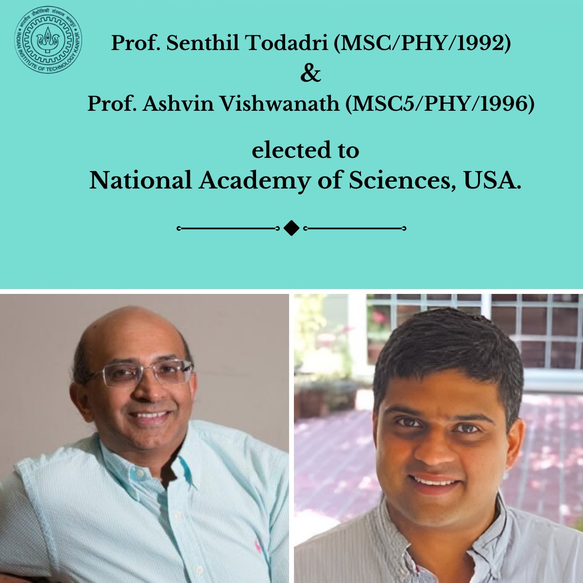 Our heartfelt congratulations to Prof. Senthil Todadri and Prof. Ashvin Vishwanath on getting elected to the National Academy of Sciences, USA. Prof. Todadri, Prof. of #Physics at #MIT, works in the areas of #novel phases and #phase #transitions of #quantum #matter...