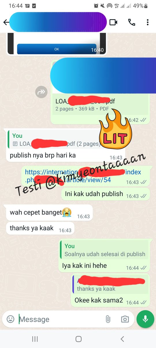 ~Testi publish jurnal INTERNATIONAL~

Menyediakan Jasa:
- Submit/Upload/Publish Jurnal Internasional, Sinta Maupun Non Sinta (all jurusan)
- Membuat Naskah Publikasi
- Parafrase
- Turnitin
- Translate eng-ind/ind-eng

WA wa.me/6282328606850 🙌

#publishjurnal #jurnalsinta