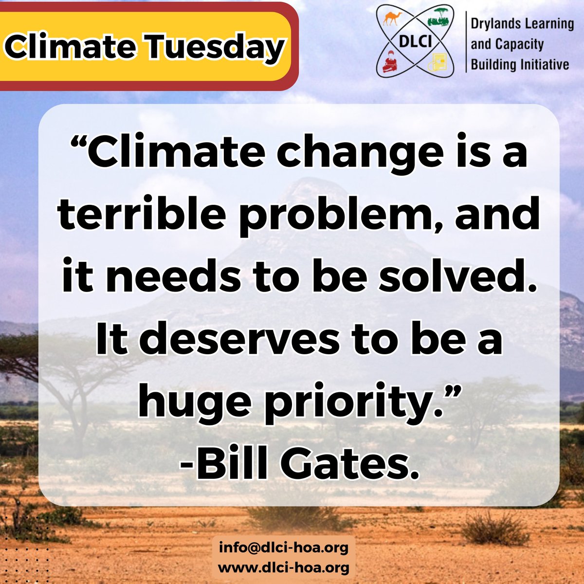 'Climate change is a terrible problem, and it needs to be solved. It deserves to be a huge priority.”-Bill Gates. #ClimateActionNow #ClimateTuesdays