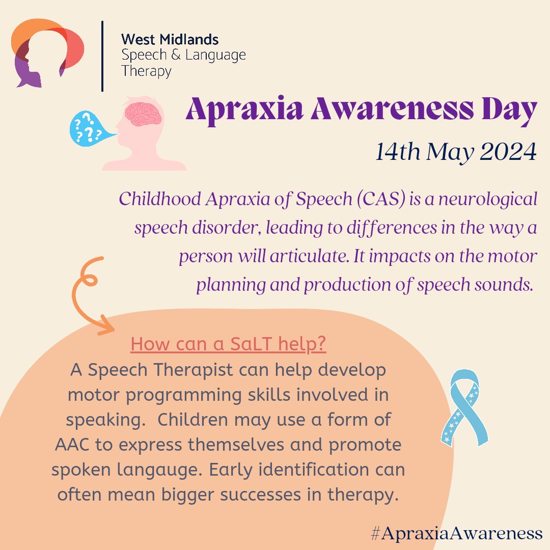 West Midlands Speech & Language Therapy (@wmislt2) on Twitter photo May is Apraxia Awareness Month 💙
Today we're sharing information about Childhood Apraxia of Speech (CAS) ⬇️
Have a look at this fact sheet from <a href="/Apraxia_KIDS/">Apraxia Kids</a>: apraxia-kids.org/wp-content/upl…
#ApraxiaAwarenessDay #ChildhoodApraxiaofSpeech #ApraxiaAwareness #CAS May is Apraxia Awareness Month 💙
Today we're sharing information about Childhood Apraxia of Speech (CAS) ⬇️
Have a look at this fact sheet from <a href="/Apraxia_KIDS/">Apraxia Kids</a>: apraxia-kids.org/wp-content/upl…
#ApraxiaAwarenessDay #ChildhoodApraxiaofSpeech #ApraxiaAwareness #CAS