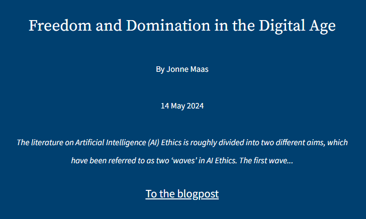 Different notions of #freedom shape #AIEthics. While 'freedom as non-interference' aligns AI with values, 'freedom as non-domination' focuses on democratising power instead.

In a new post, Jonne Maas argues why also the latter is crucial in the AI debate: law.kuleuven.be/ai-summer-scho…