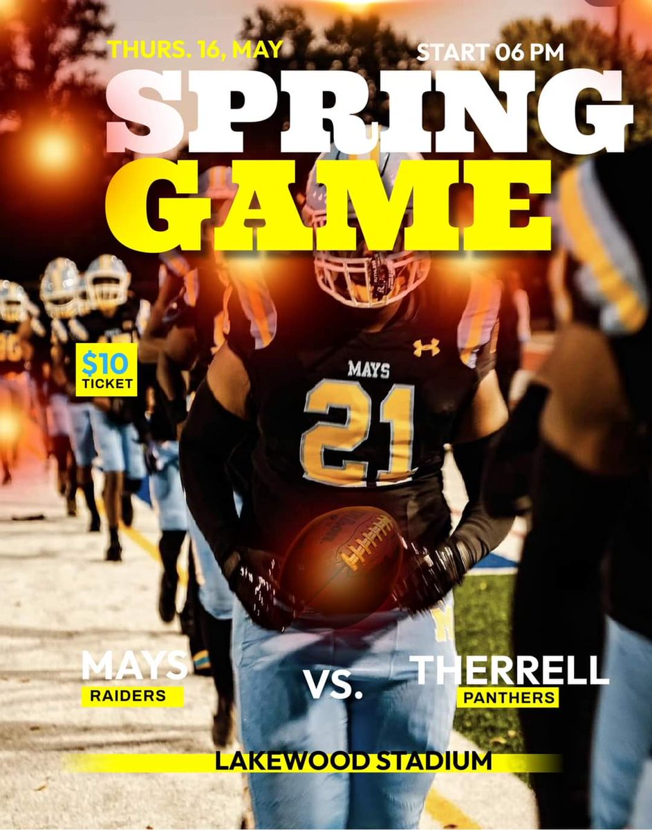 🔥🔥🔥RAIDER NATION🔥🔥🔥 Come and check us out this Thursday vs. Therrell @ Lakewood! You dont wanna miss it! Buy your tickets 👇🏽👇🏽👇🏽 Let's Go!!! 💙💛 #PRIDE #MaysRide @BEMaysPRIDE @APSMaysRaiders gofan.co/event/1522305?…