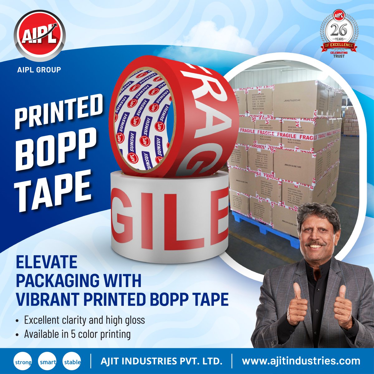 📷 Add a pop of personality to your packages and make every delivery a delight.

#AIPLGroup #AIPL #Ajitindustries #Bopptape #Packaging #AdhesiveTape #IndustrialEssentials #EfficiencyUnleashed #packagingindustrie #BoppTape #PackagingPerfection #PackagingPerfection #BoppTapeMagic