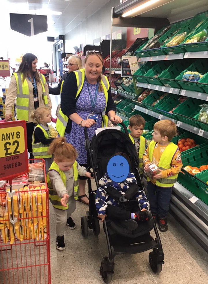 Nursery had a fantastic time on their trip to <a href="/FoodWarehouse/">The Food Warehouse</a> to buy fruit to make their very own fruit salad! The children thought about different fruits they would like to put in the fruit salad before their trip, and then found the correct items in the supermarket!