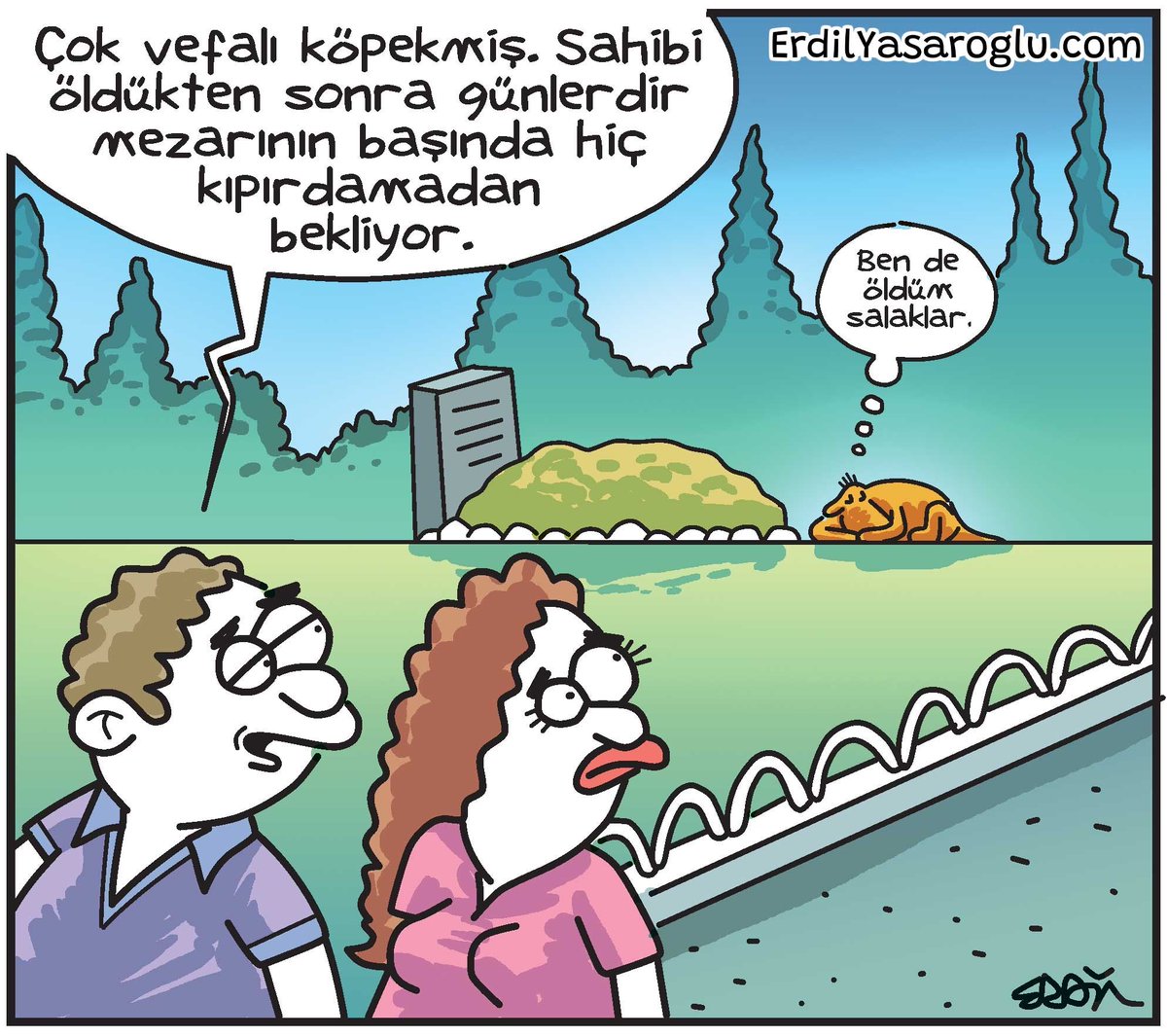 Vefalı köpek. 
.
#Komikaze #karikatür #komik #mizah #erdil #erdilyasaroglu #vefa #mezar #köpek