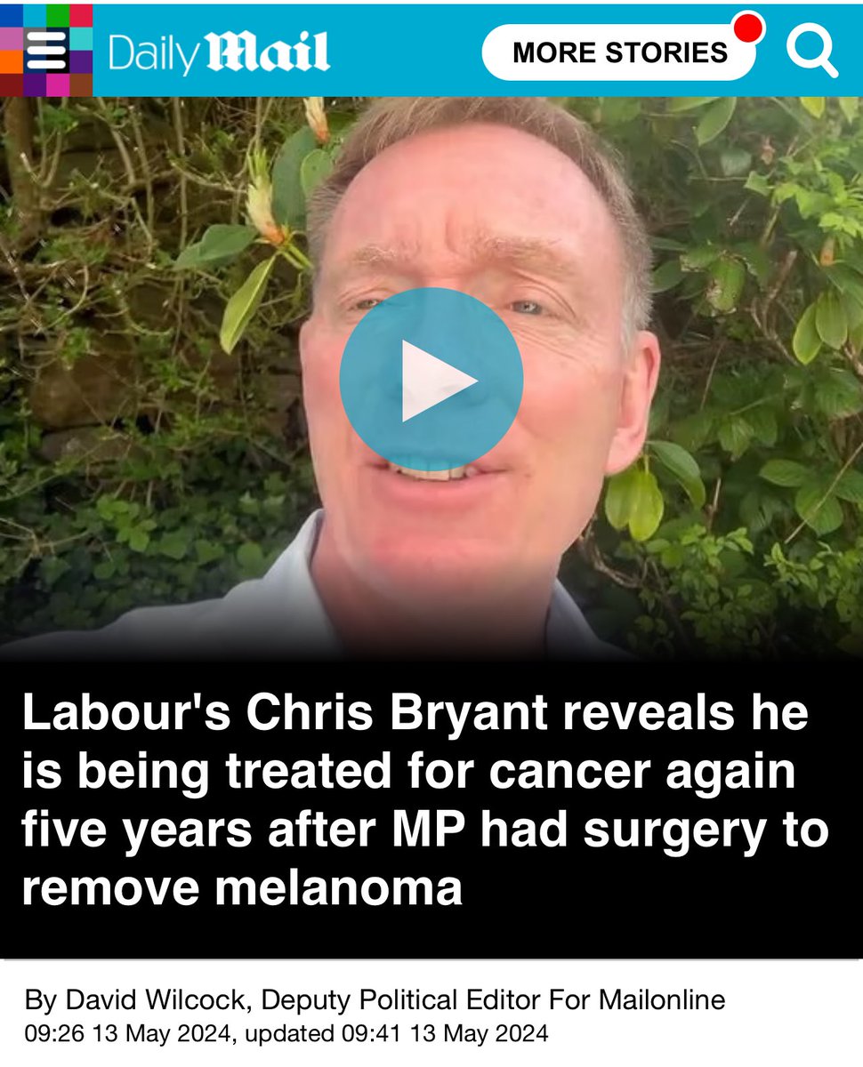 Interesting, Labour's Chris Bryant reveals he is being treated for cancer dailymail.co.uk/news/article-1…