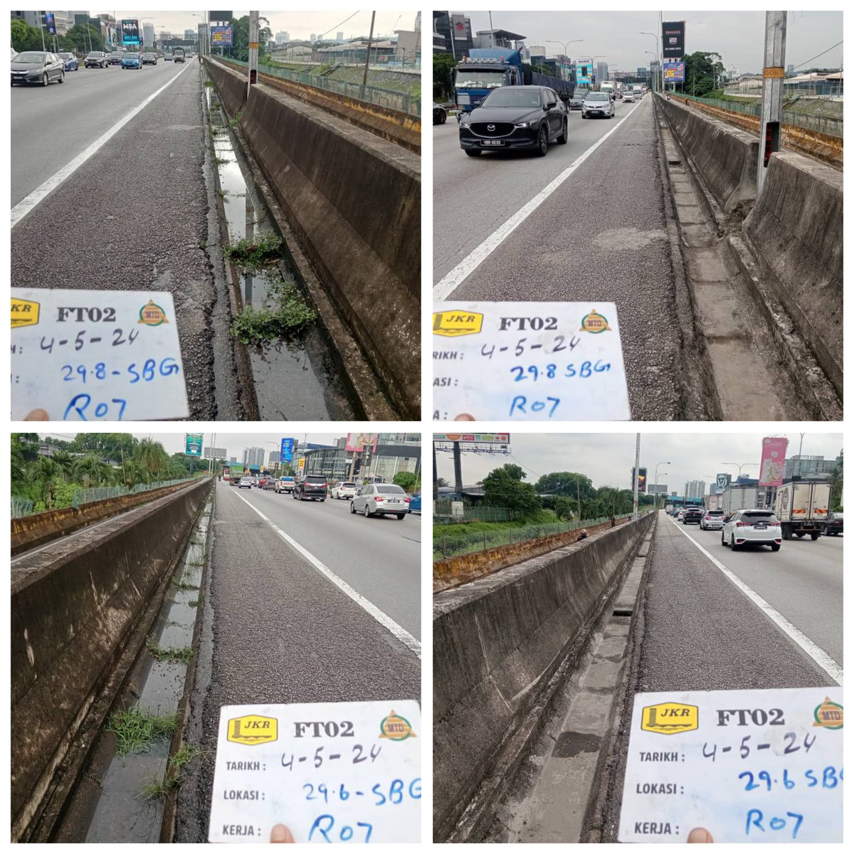 4/5/2024 -PENYENGGARAAN LALUAN FT02 LEBUHRAYA PERSEKUTUAN -(R07) Kerja- kerja Penyenggaraan dan pembersihan longkang di  KM29.60 & KM29.80 -  FT02.