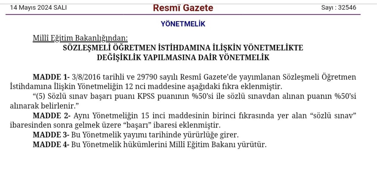 Mülakat, resmi gazetede yayınlandı. Mülakat, Türkiye’de sabıkalı bir uygulamadır. Pek çok öğretmen hak kaybına uğrayacak, mağdur olacaktır. Bu kişilerin kul hakkı vardır ve devletin görevi, vatandaşlarının hakkını, hukukunu korumaktır. Mülakat iptal edilmelidir.